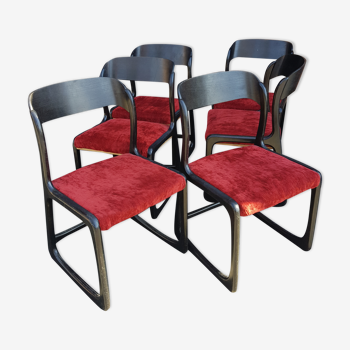 Série de 6 chaises traîneau baumann