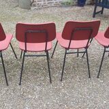 4 chairs metal skaï red, 1950