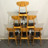 12 chaises stella 1950 en bois courbé signées
