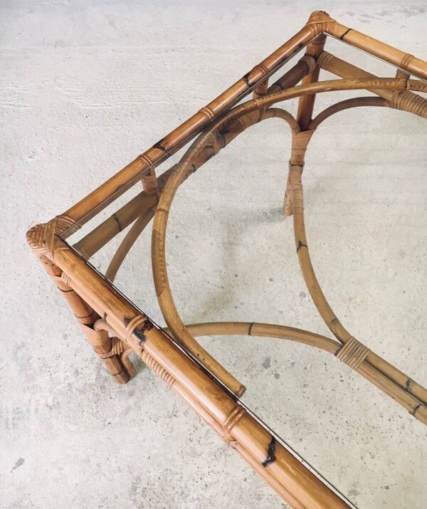 Mid-Century Chippendale Bamboo Dining Table, Italy, 1960s