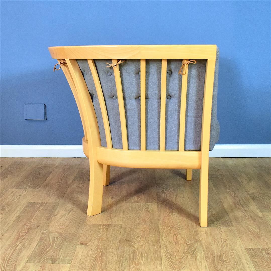 Mid century modern retro danish grey 'Maria' beech lounge armchair by Stouby