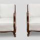 Classic Italian Armchairs with White Upholstery, 1920s, Set of 2