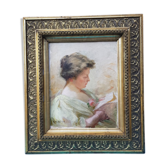 Painting , portrait of woman to the letter