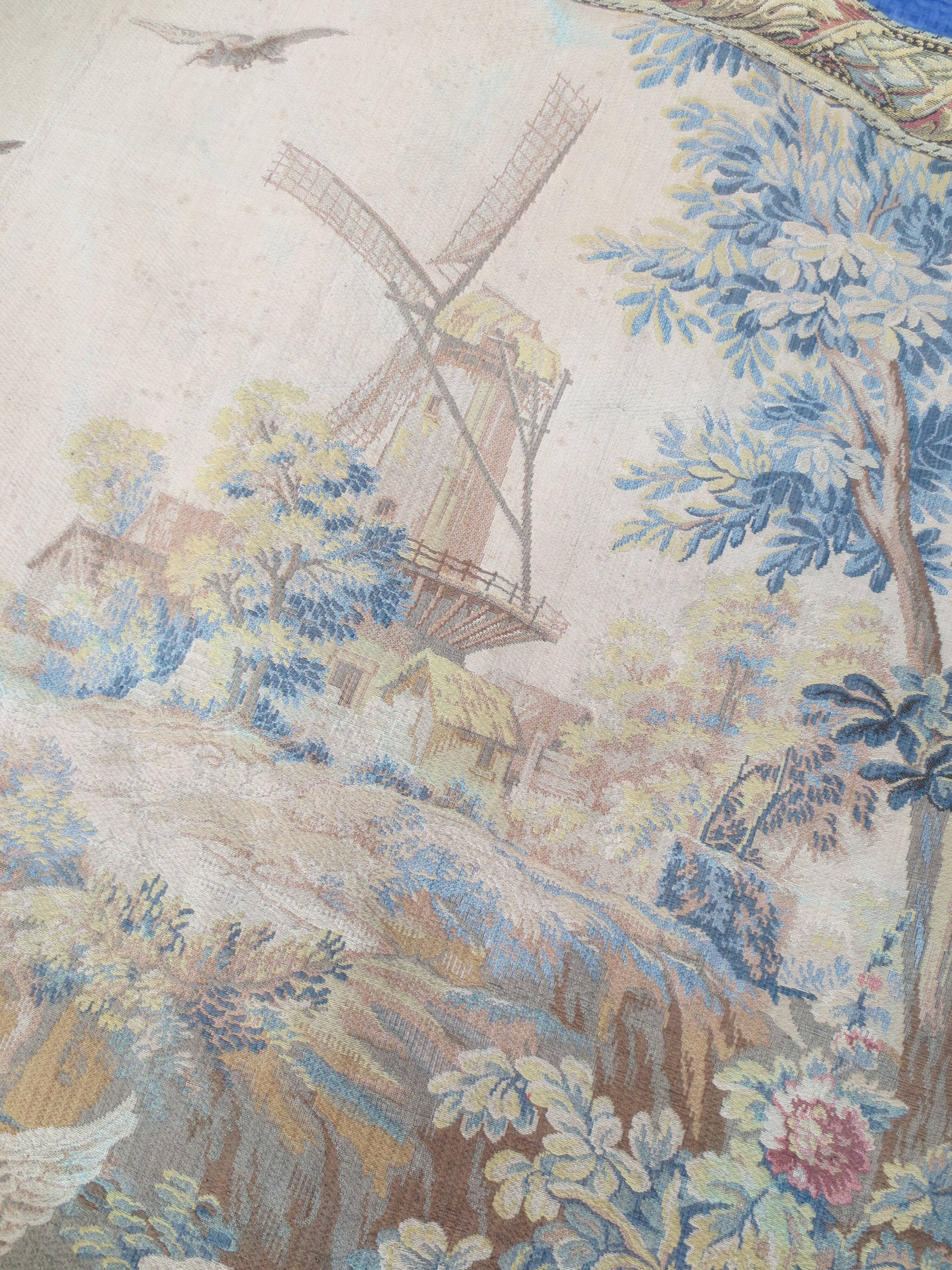 large antique wall tapestry, Aubusson style