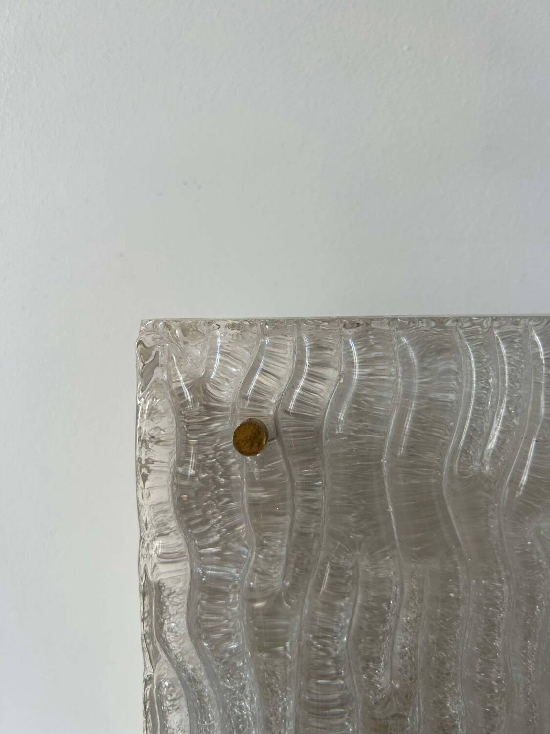 Pair of vintage sconces, molded frosted glass, Murano Italy 1970