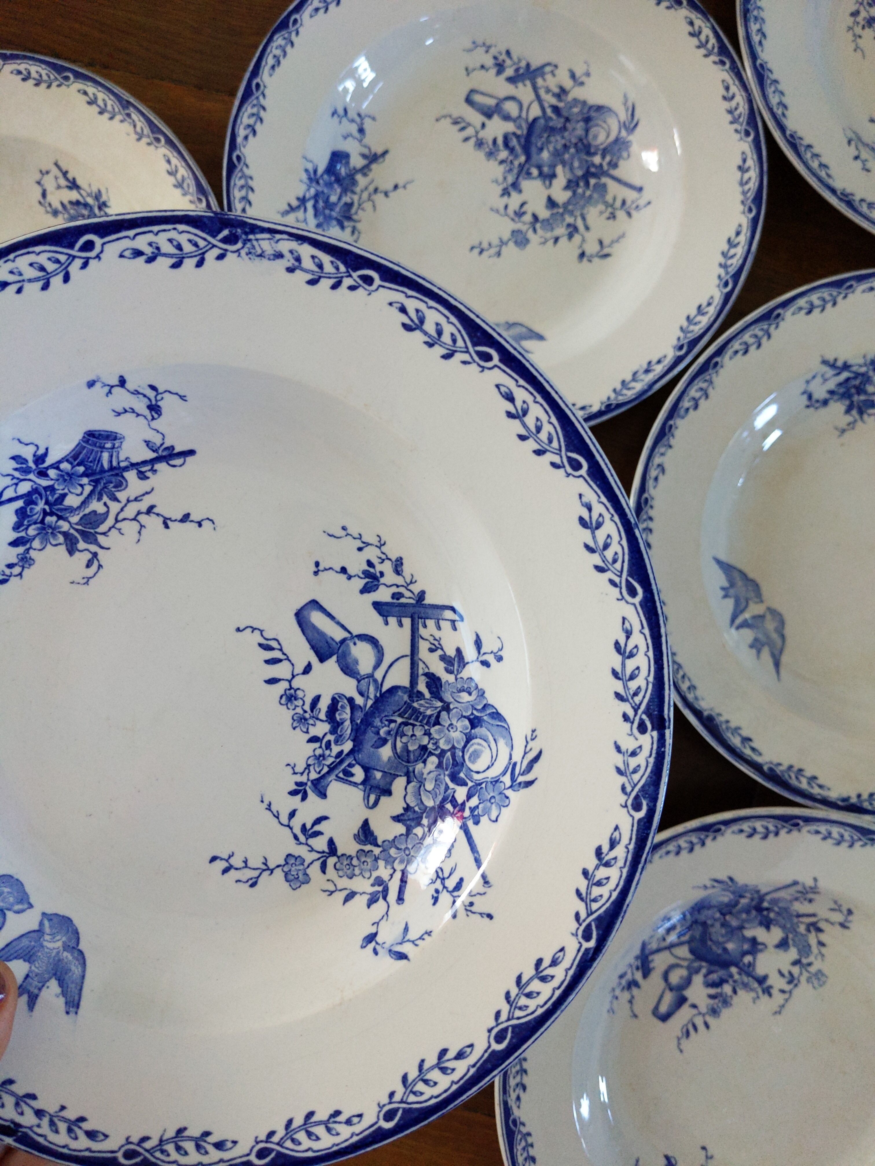 Plates old iron earth Sarreguemines Watteau