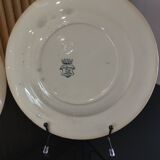 5 assiettes plates en Terre de Fer, faïence de Longwy modèle "Suzanne"