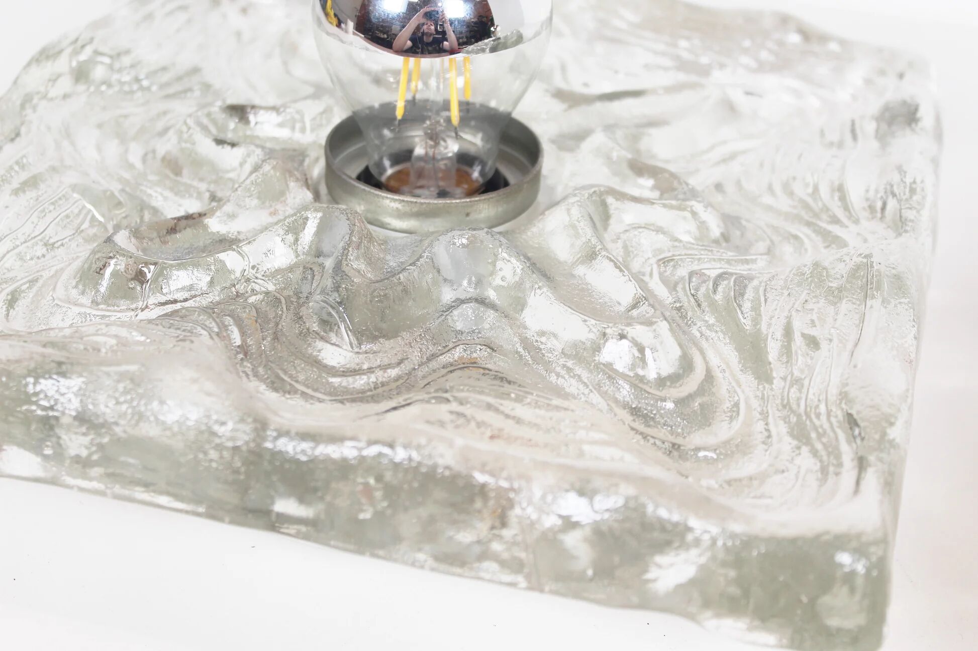 Large 1970s set of 'ice glass' wall lamps by Peill & Putzler