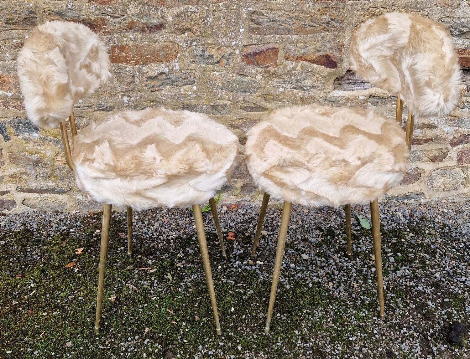 Pair of Pelfran 1970s furry chairs