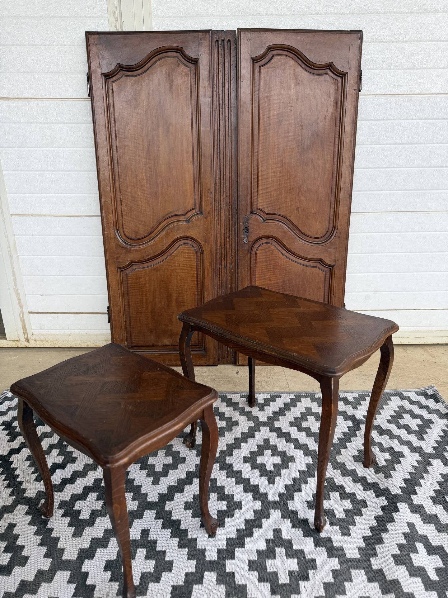 2 nesting tables in wood - Louis XV style