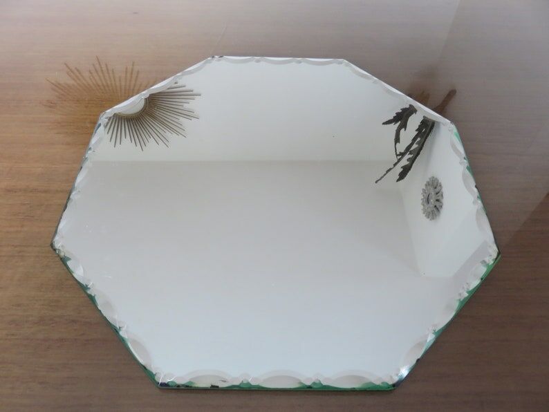 Beveled octagonal mirror 40s 50s 31x31cm