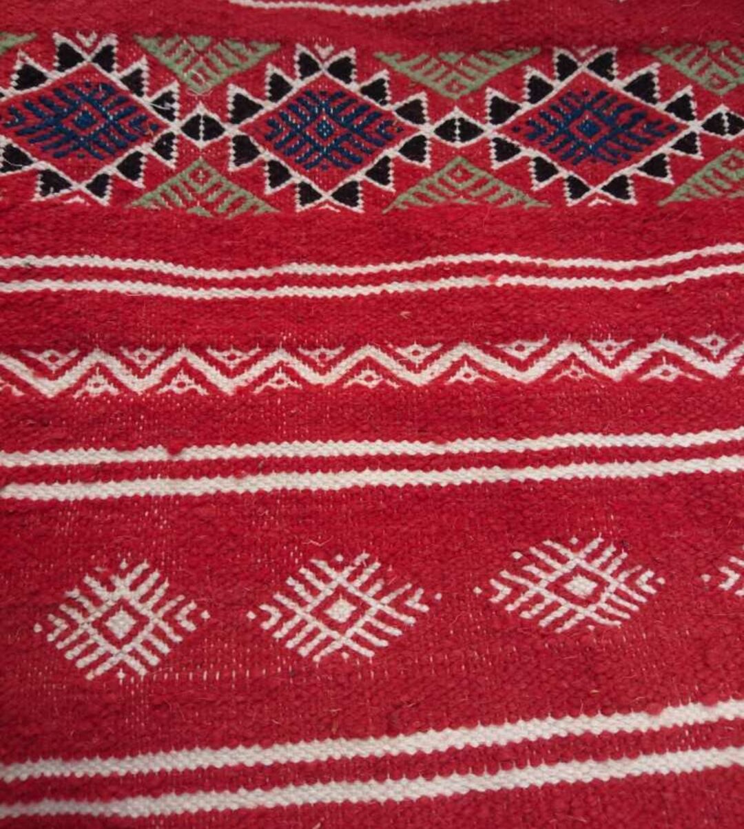 Red Berber kilim handmade carpets 200x118cm
