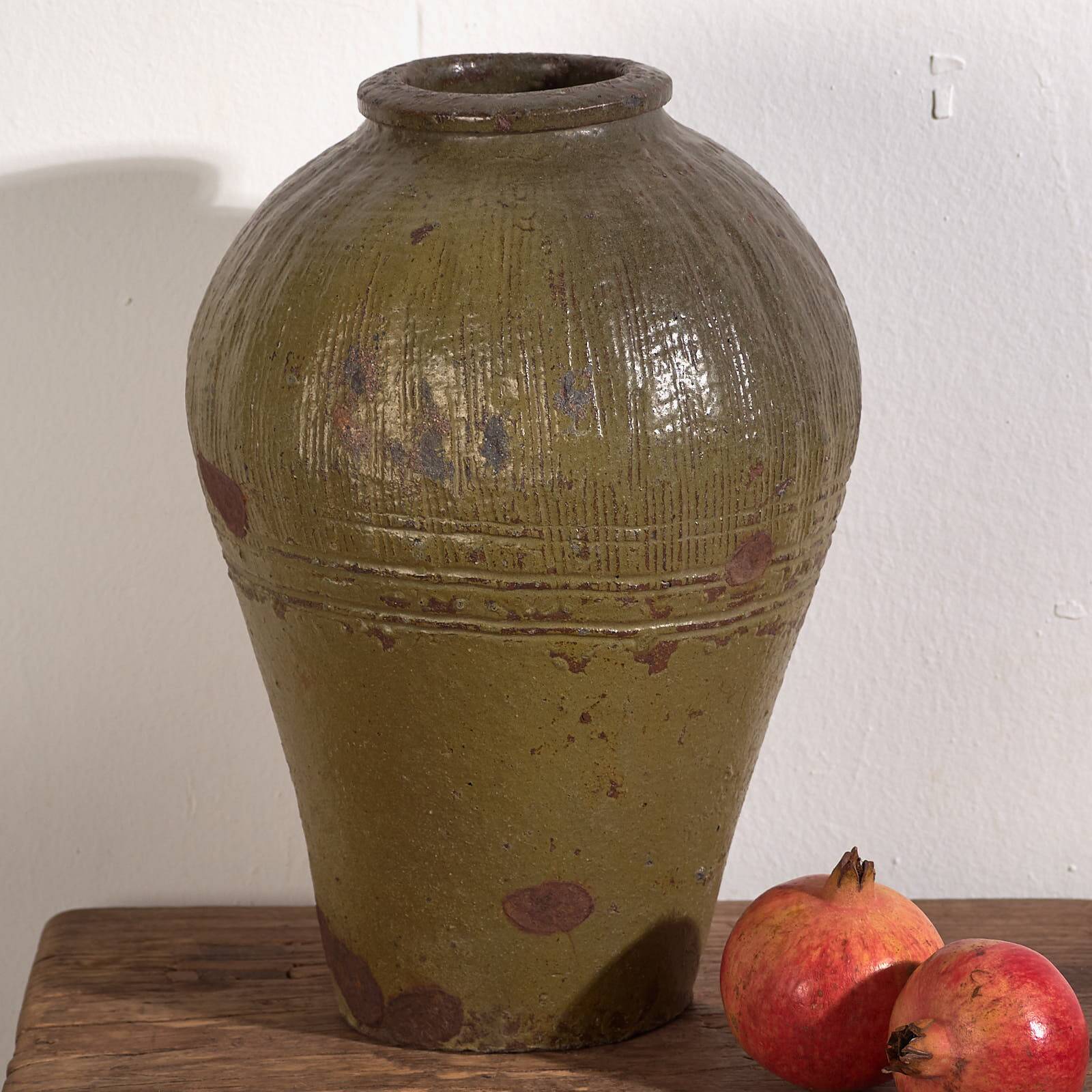 Antique Chinese Green Ceramic Vase (c.1900) #1