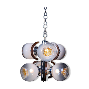 suspension en verre mazzega Murano avec 6 abat-jour