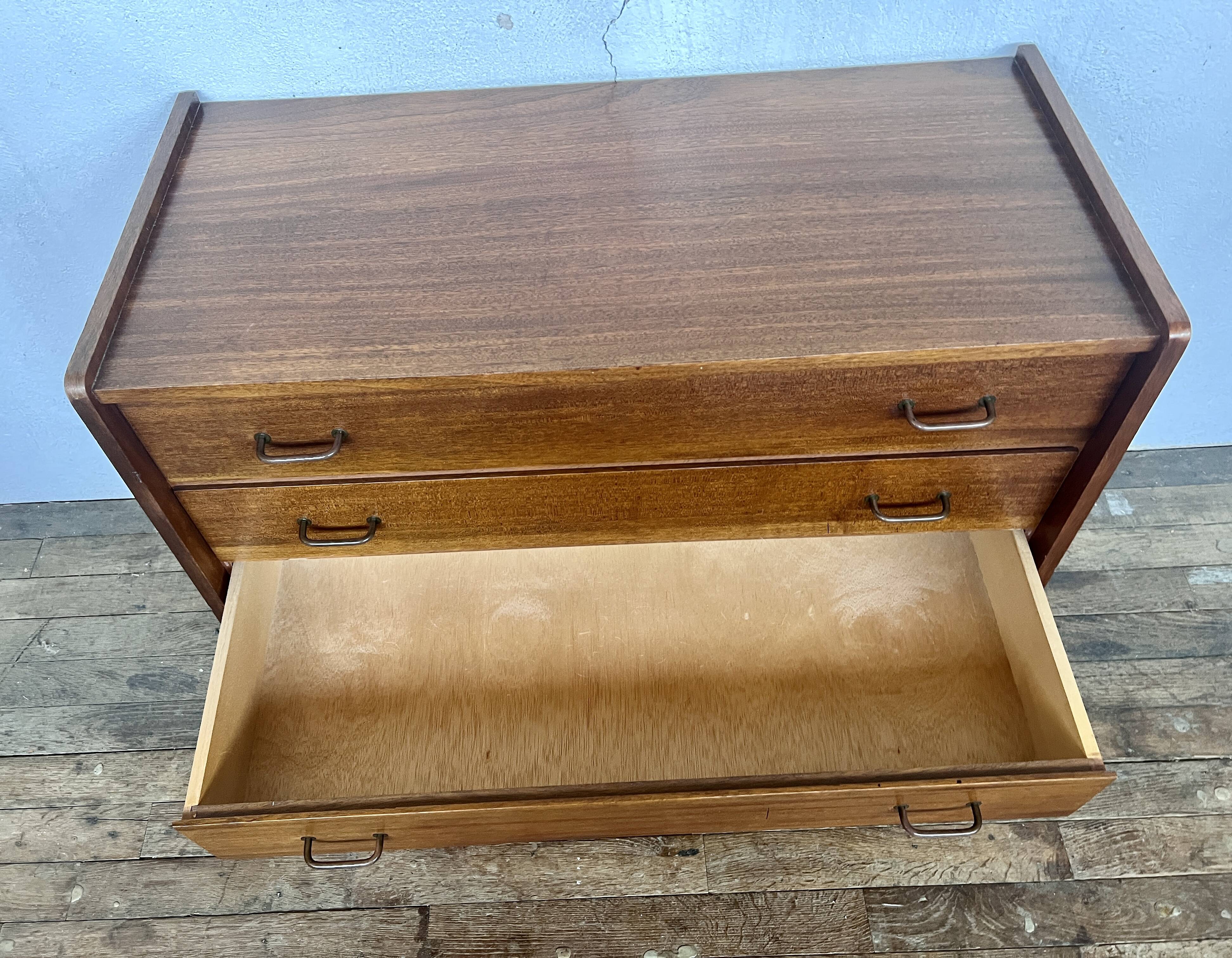 Vintage chest of drawers compass feet 1960 teak