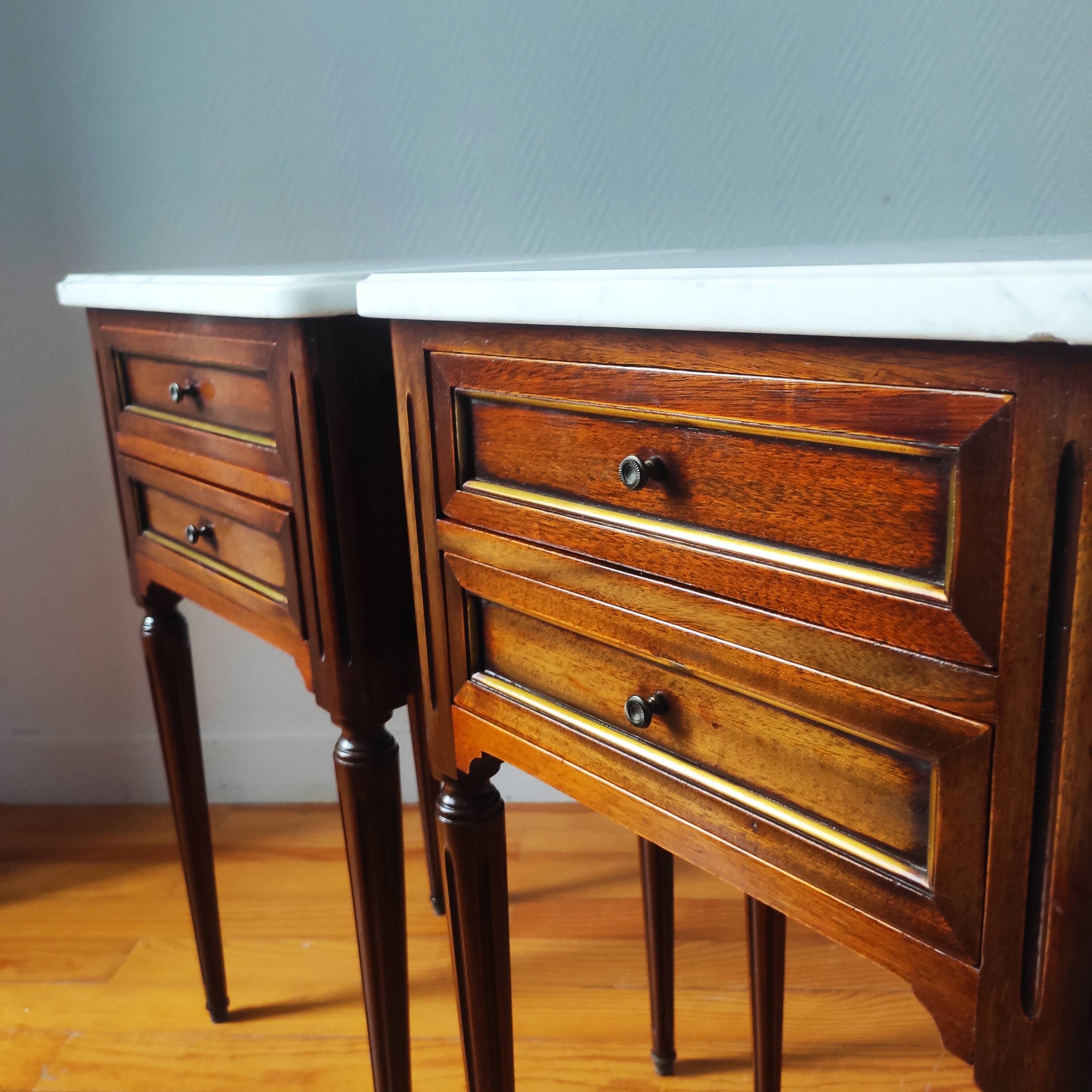 Pair of Louis XVI style bedside tables