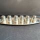 6 shot glasses on tray with handles – Silver metal -Louis XVI style