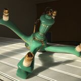 Chandelier with 4 arms in celadon green ceramic.