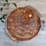 Rosaline service in pink glass with a tray, a carafe and 4 liqueur glasses
