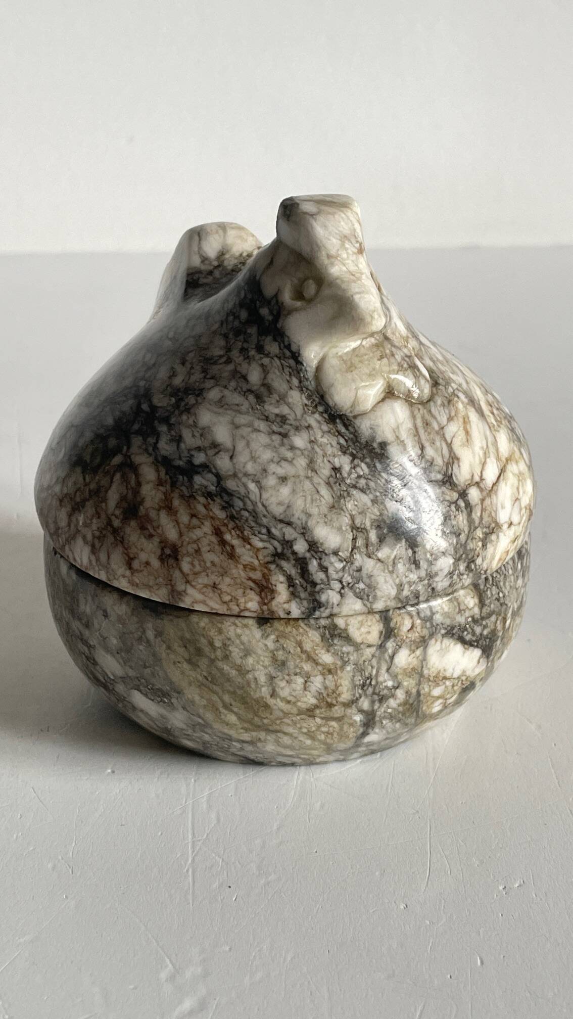 Vintage Marble Chicken with Eggs Sculpture