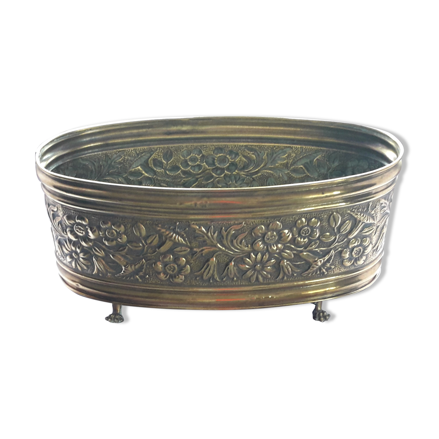 Yellow copper oval planter