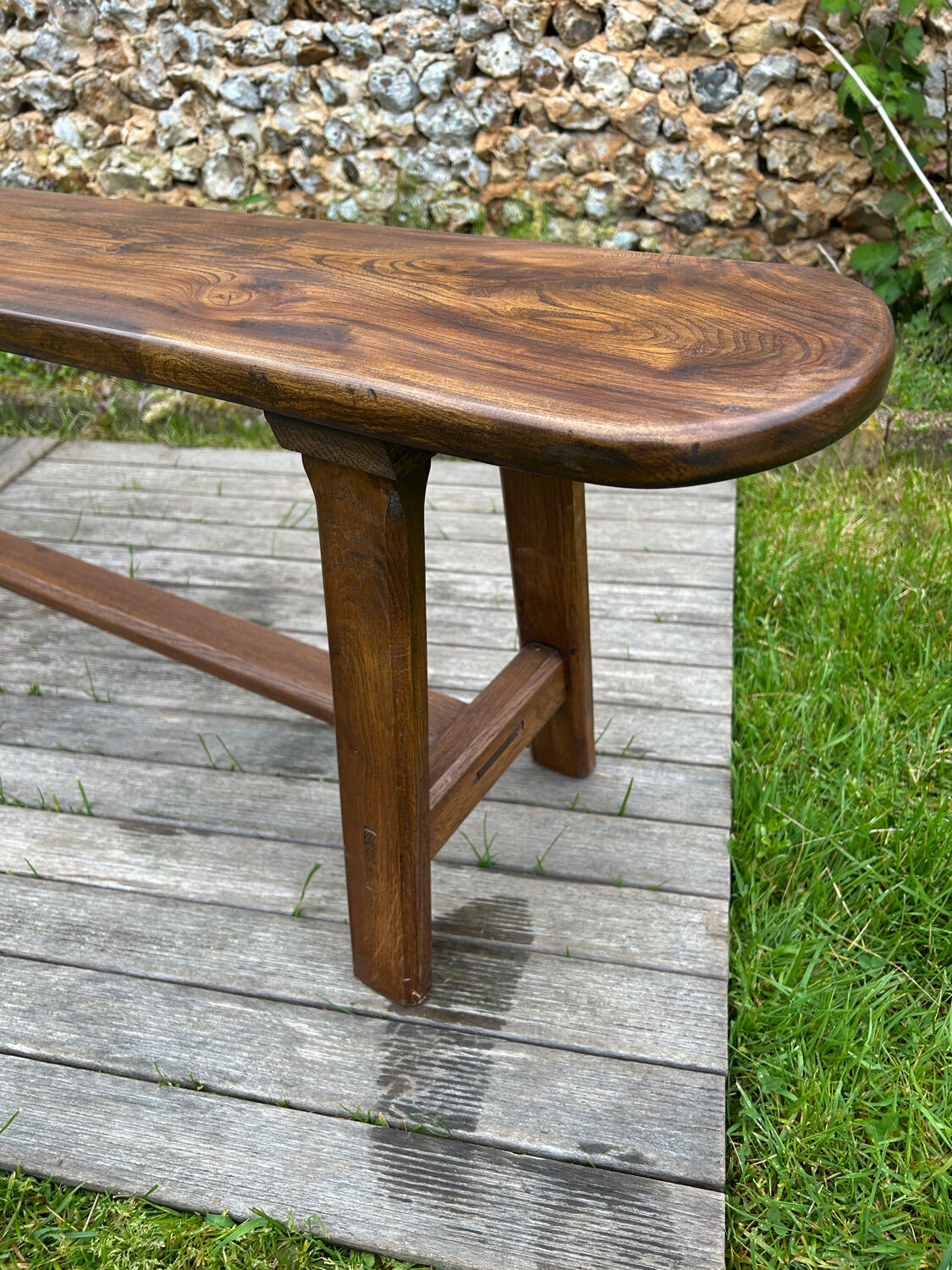 Vintage farmhouse bench in solid oak