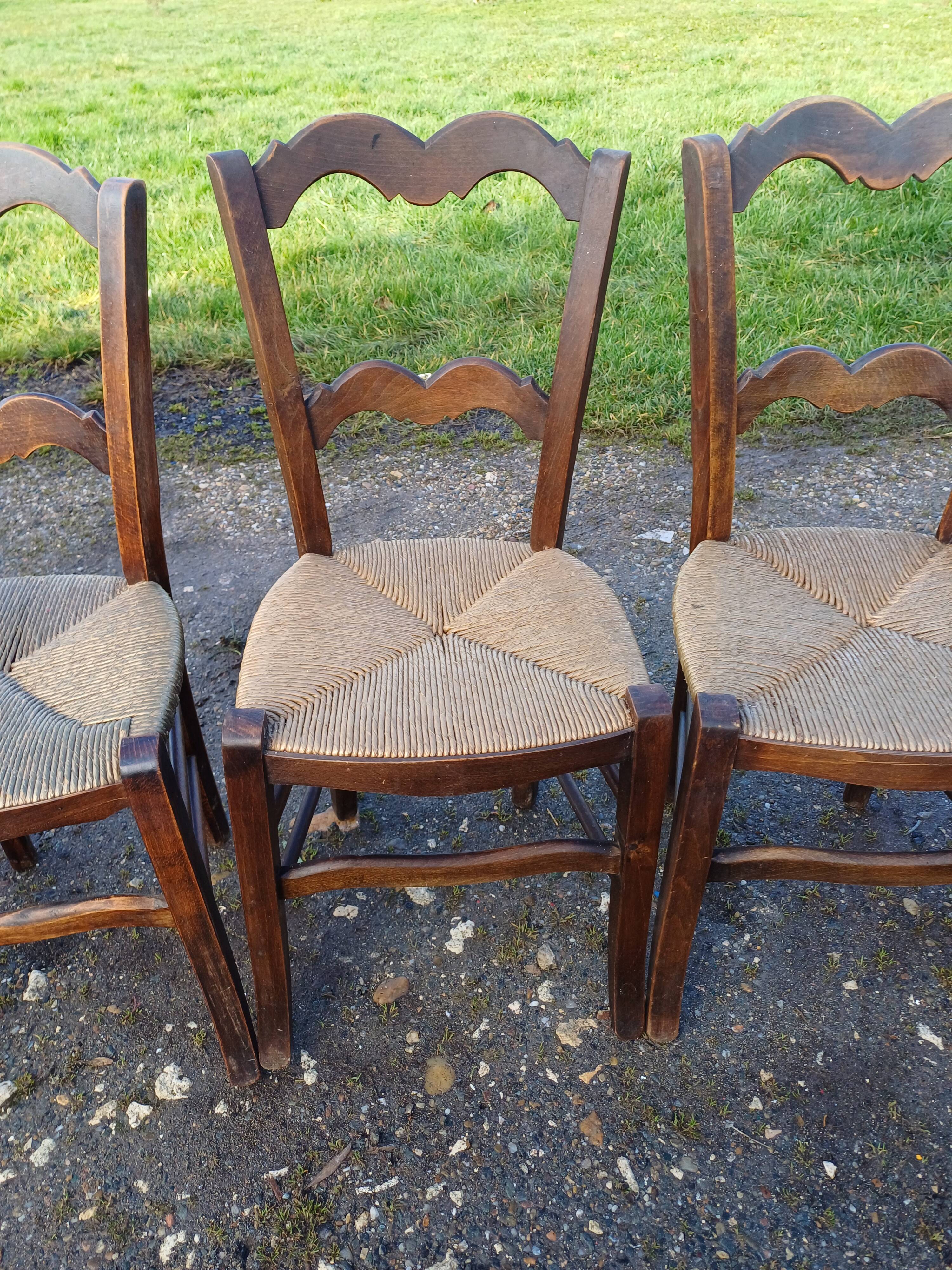7 Old Straw Chairs