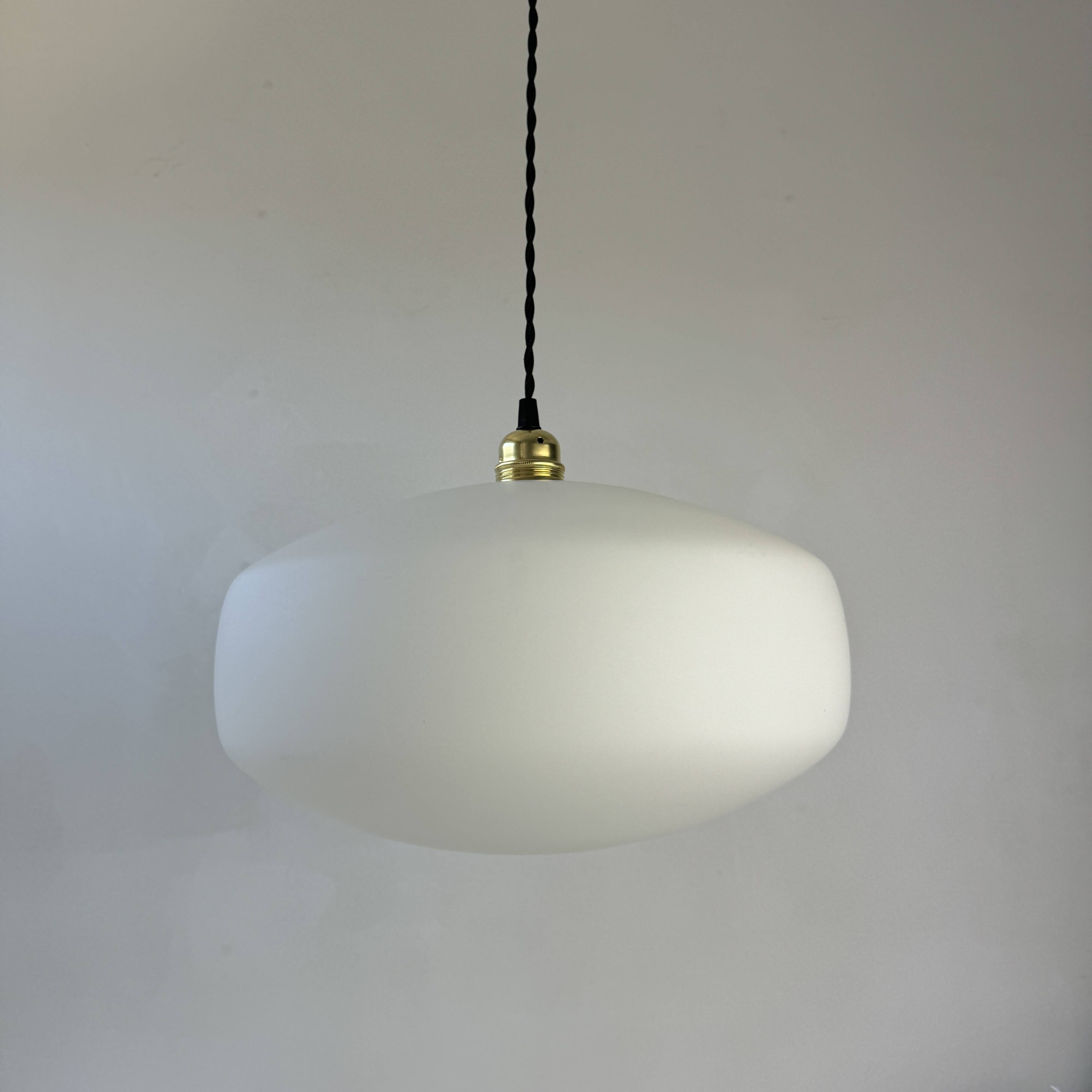 Large old opaline suspension xl 35 cm vintage