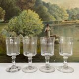 4 Baccarat cut crystal port wine glasses, similar to Chica model