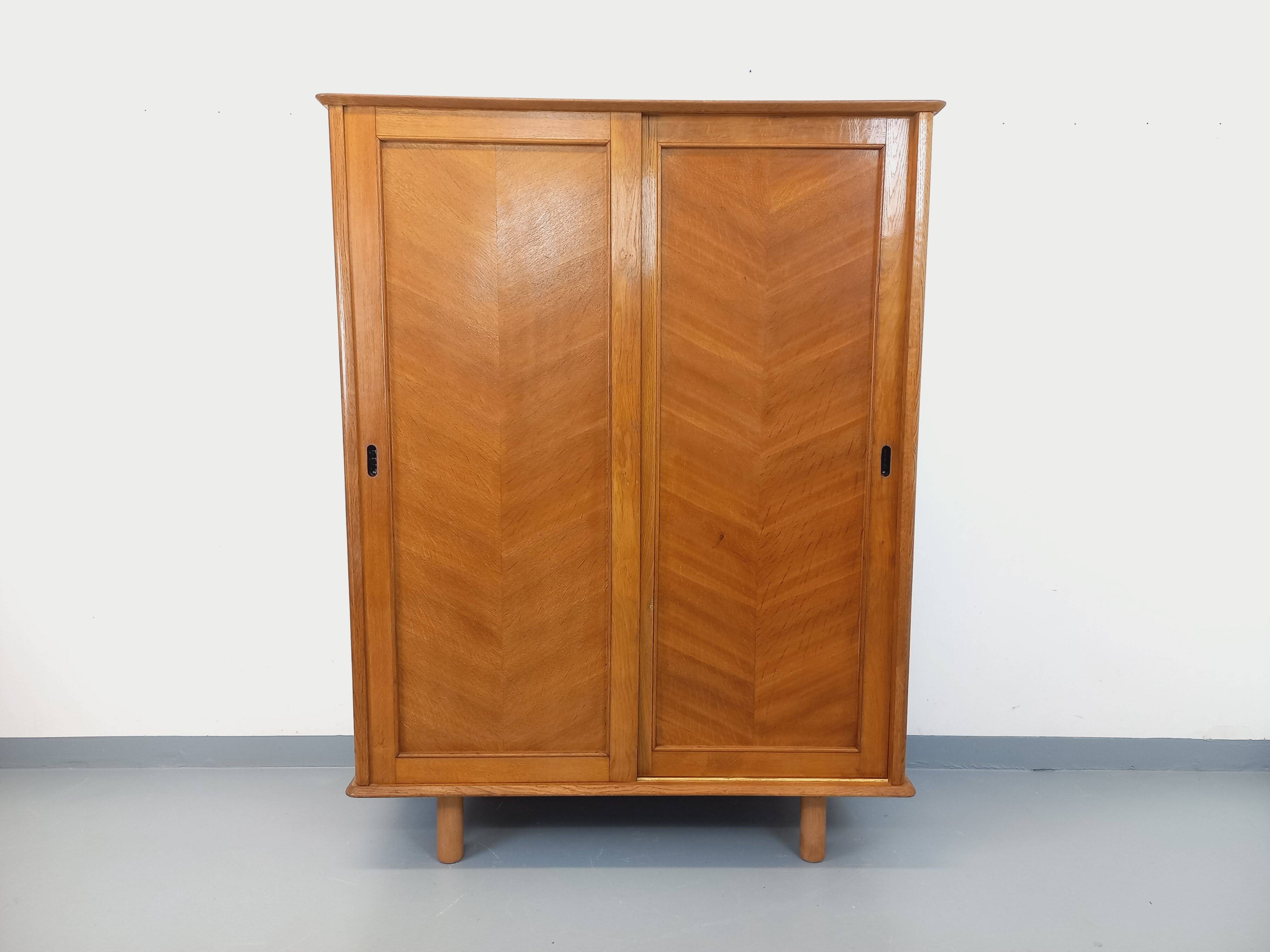 Vintage oak wardrobe from the 1960s.