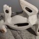 White ceramic sea lion lamp and opaline globe