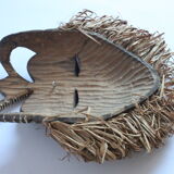 African mask with raffia and kaolin dots