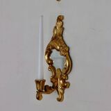 Pair of vintage brass wall lights with mirror