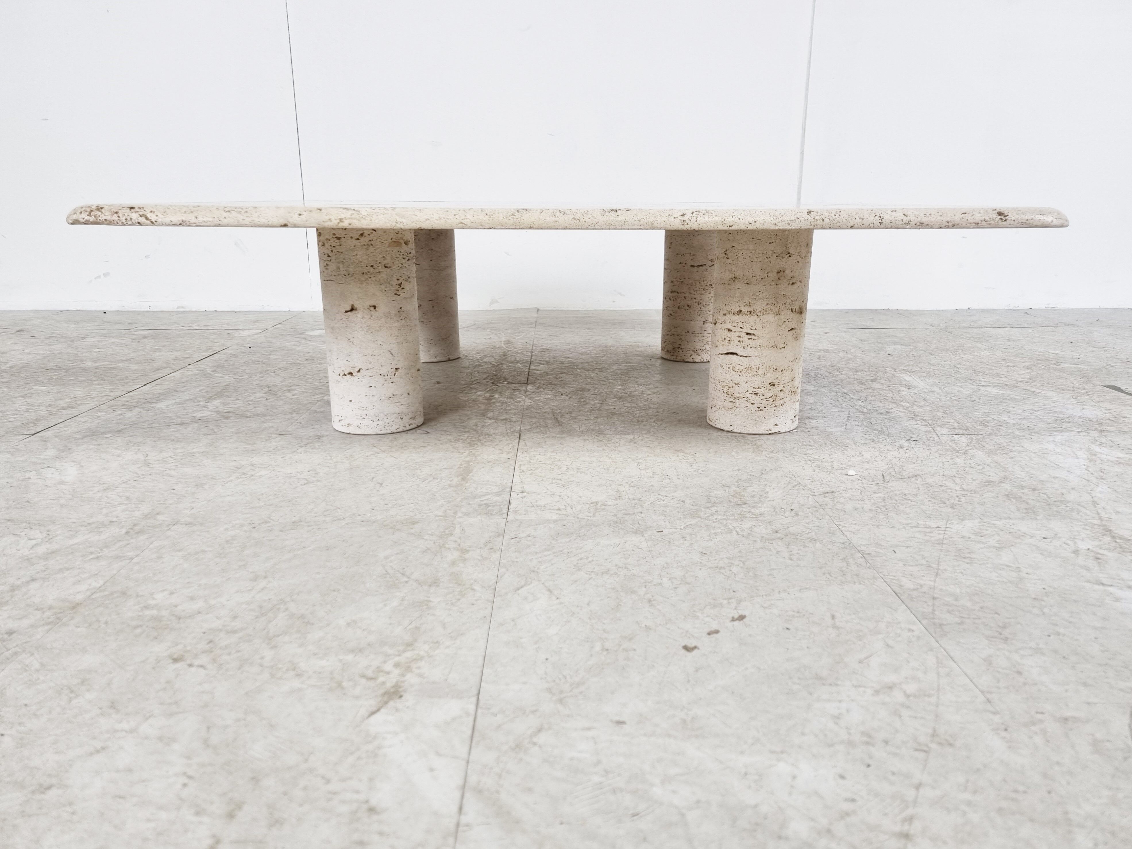 Angelo Mangiarotti Travertine Coffee Table for Up&Up, Italy