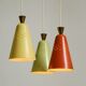 Beautiful large original mid-century 3-arm colorful bag ceiling lamp