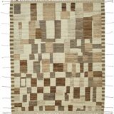 Handmade Turkish One of a Kind 228 cm x 312 cm Beige Wool Carpet