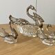 Crystal/silver metal set -pepper-salt-gravy boat – swan