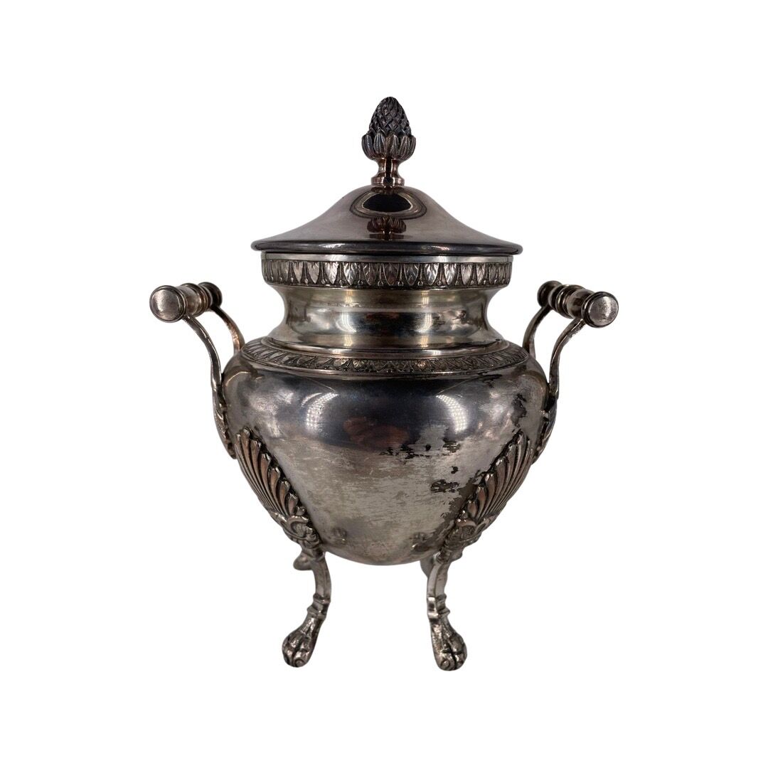 Empire style coffee and tea service in silver metal. Marked RM for Roux-Marquiand 20th century
