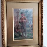 Painting of a young boy in the countryside