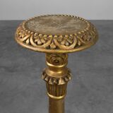 Pair of Gilt Wooden Pedestals with Plaster Decoration, France 19th Century