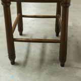 Brutalist stool in wood and straw, 1960s, 59cm