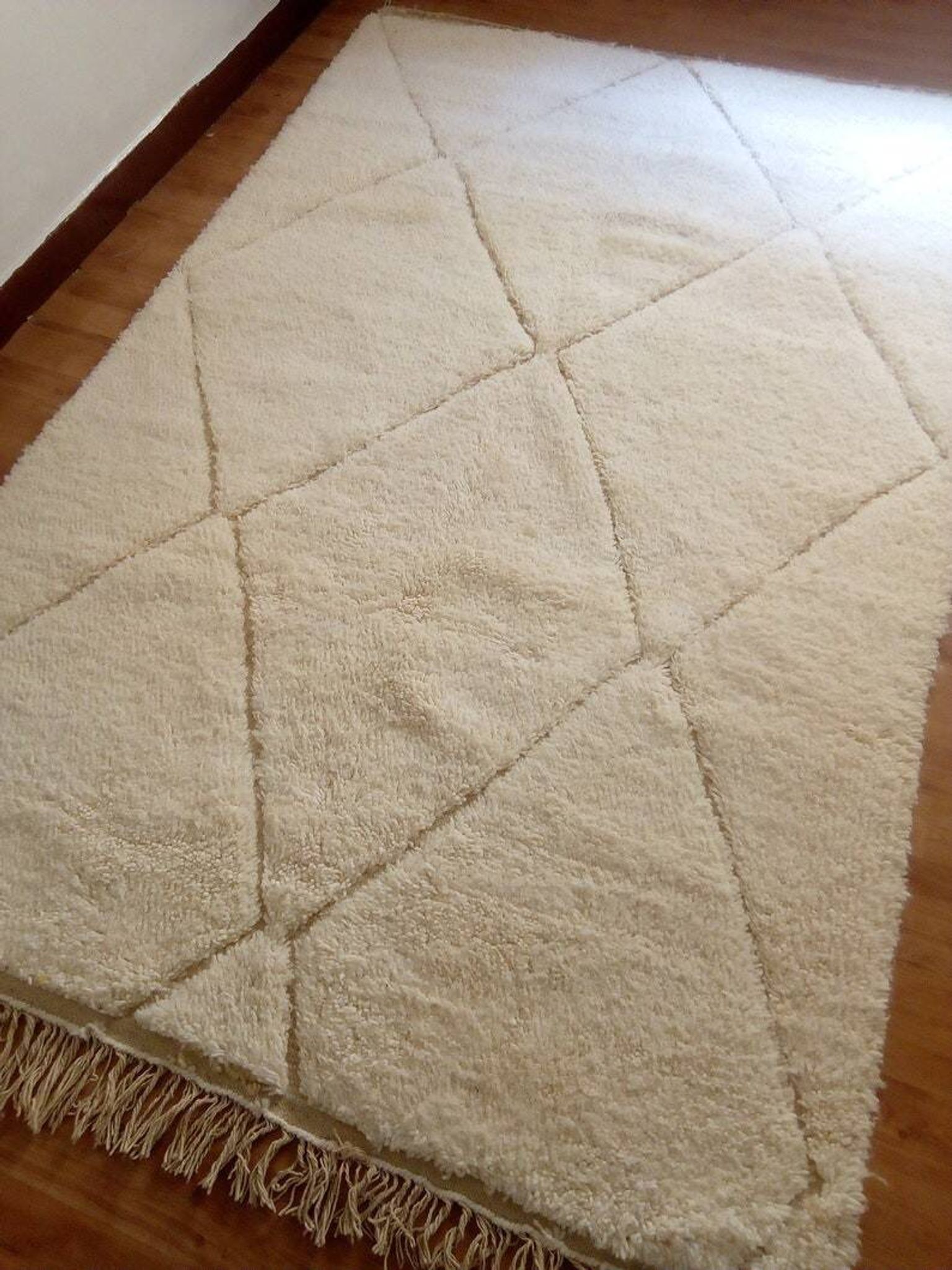 Berber rug - Beni Ouarain style - diamond pattern - handwoven wool - 252 x 162 cm