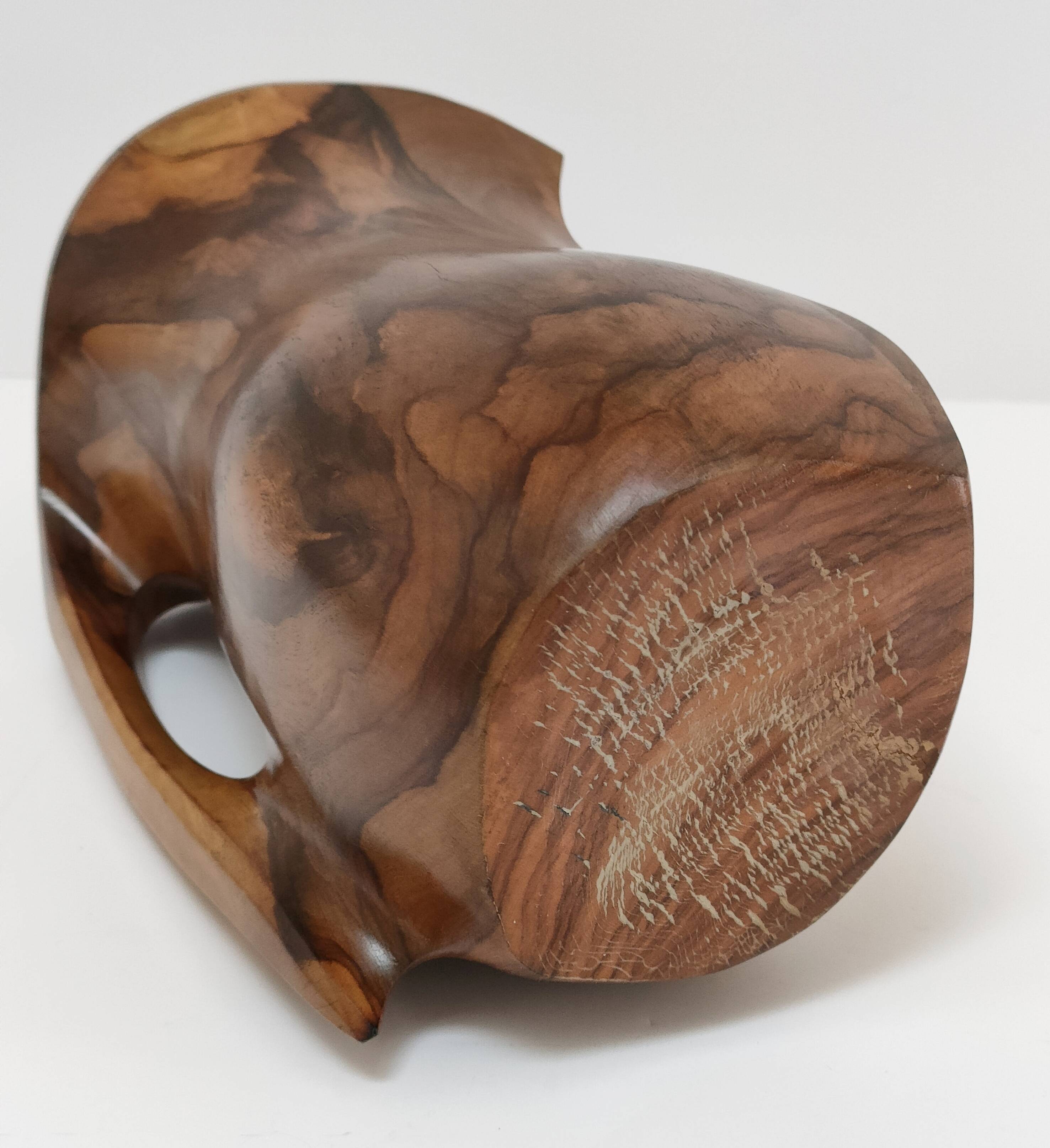 Sculptural pitcher olive wood design 60s
