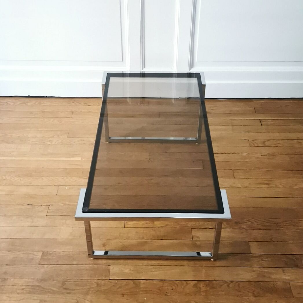 Coffee table chrome and glass, 1970
