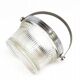 Art Deco sugar bowl, silver-plated brass, pressed glass, Poland, 1950s