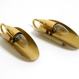 Two magical original Mid Century Modern bag brass wall lamps
