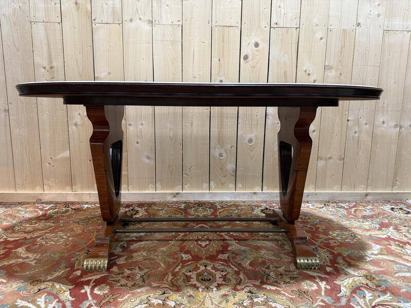 Table à manger ovale en marbre et palissandre