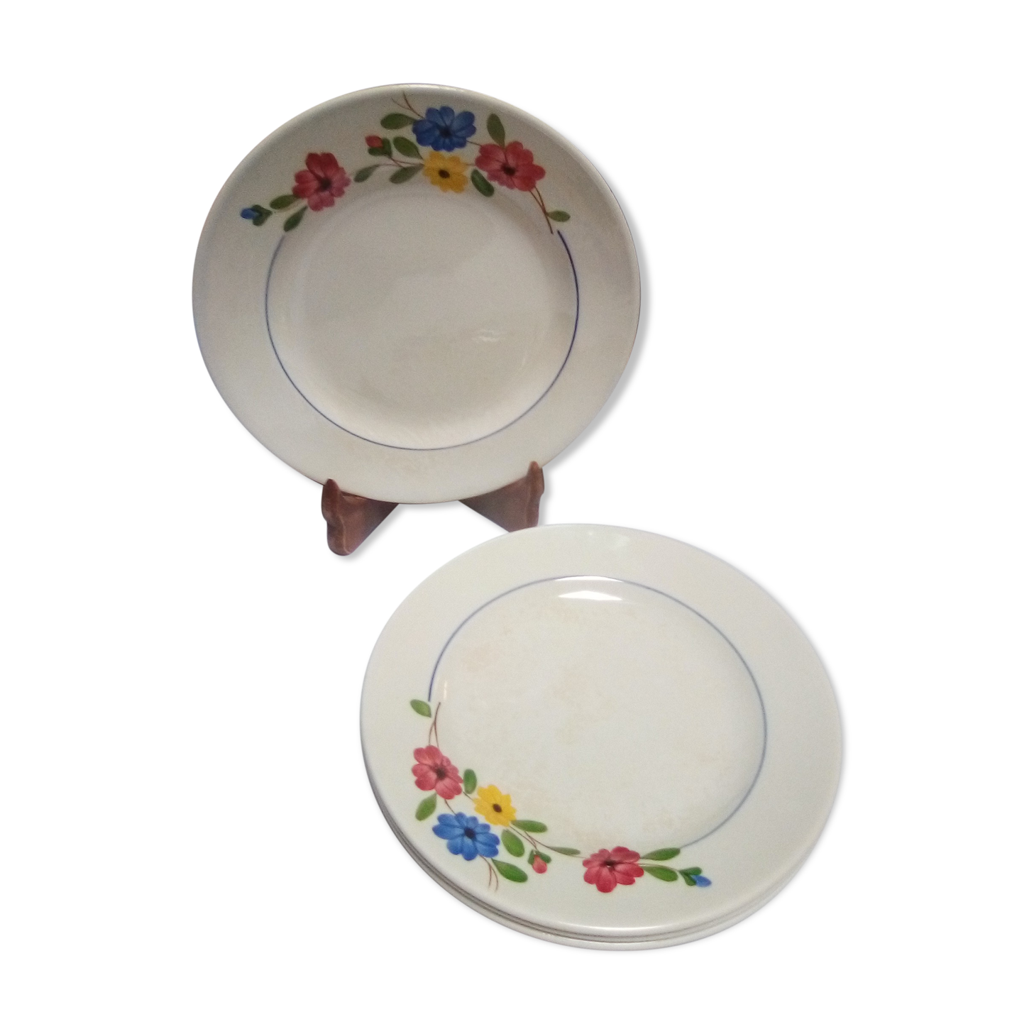 4 Beausoleil Digoin Sarreguemines dessert plates