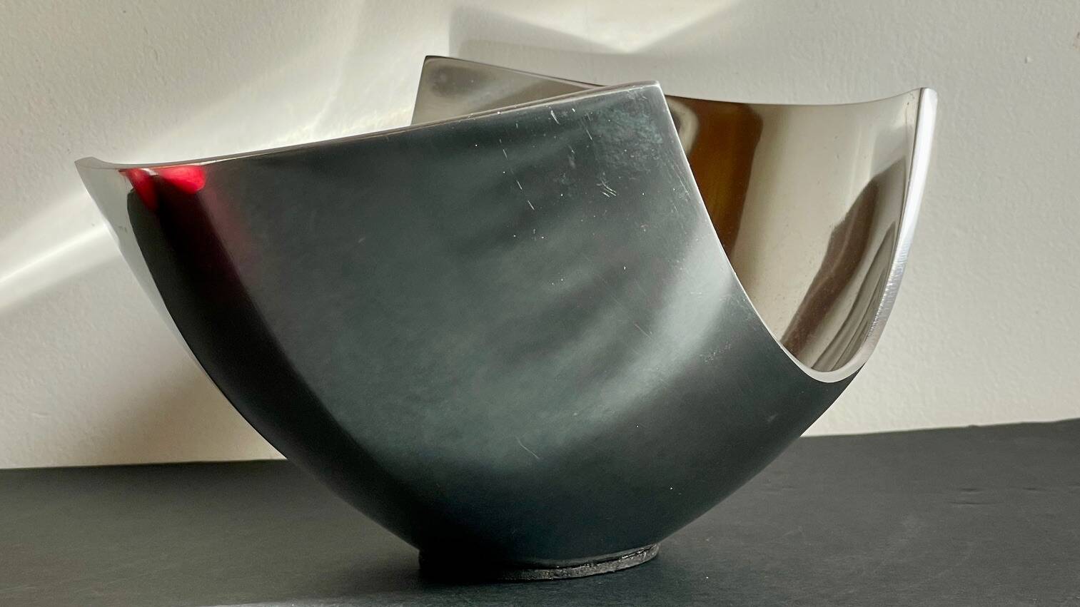 Vintage polished metal fruit bowl