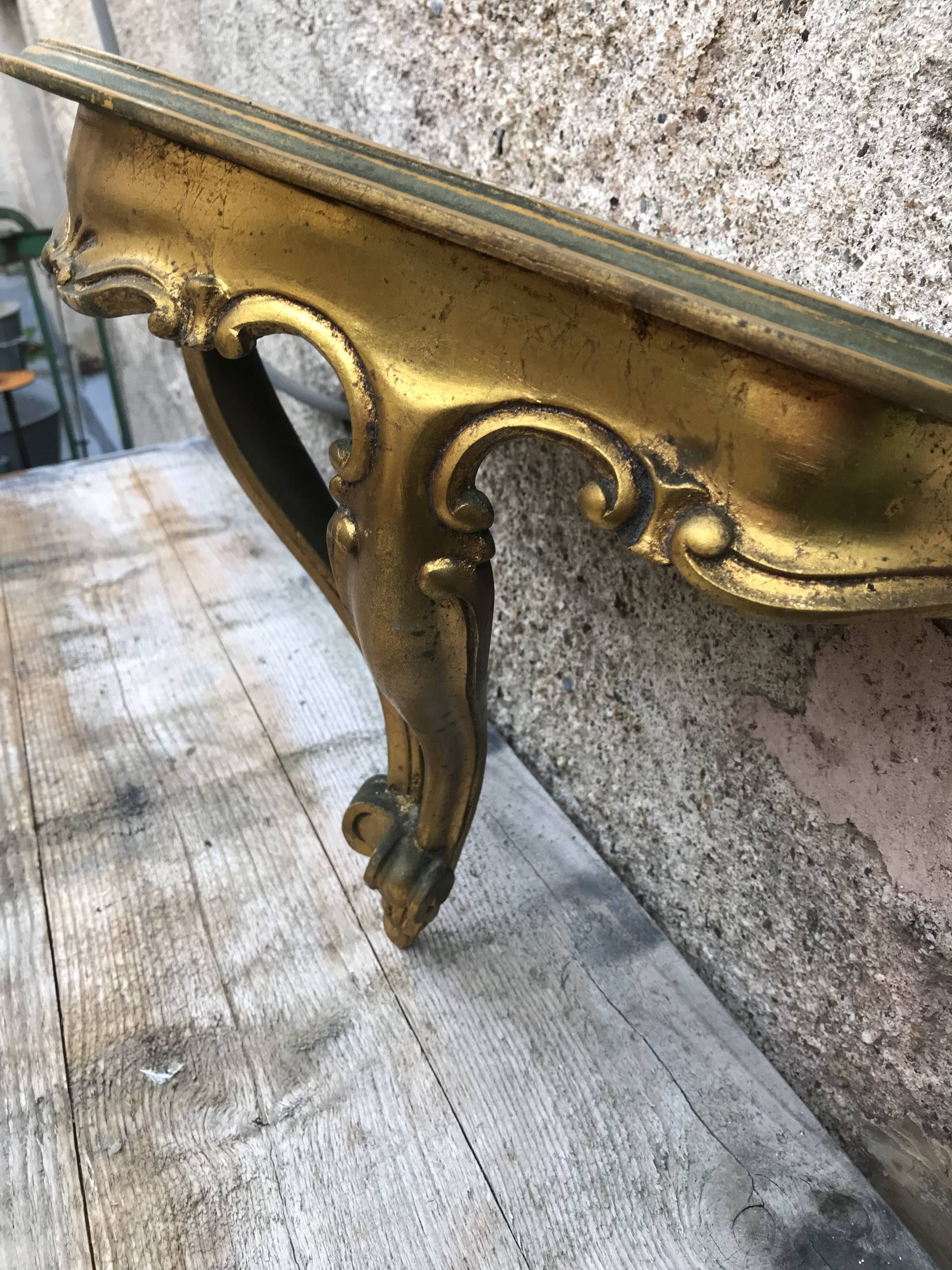 Console murale dorée vintage